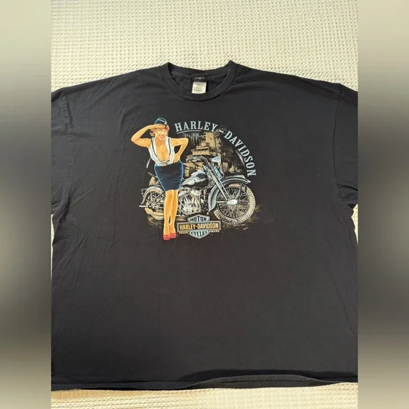 Harley Davidson Pin Up Girl Australia 100 Years Graphic T Shirt 4XL Black - Picture 1 of 7